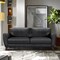 Armen Living Jedd Contemporary Sofa in Genuine Black Leather with Brown Wood Legs LCJD3BL - alternate 5